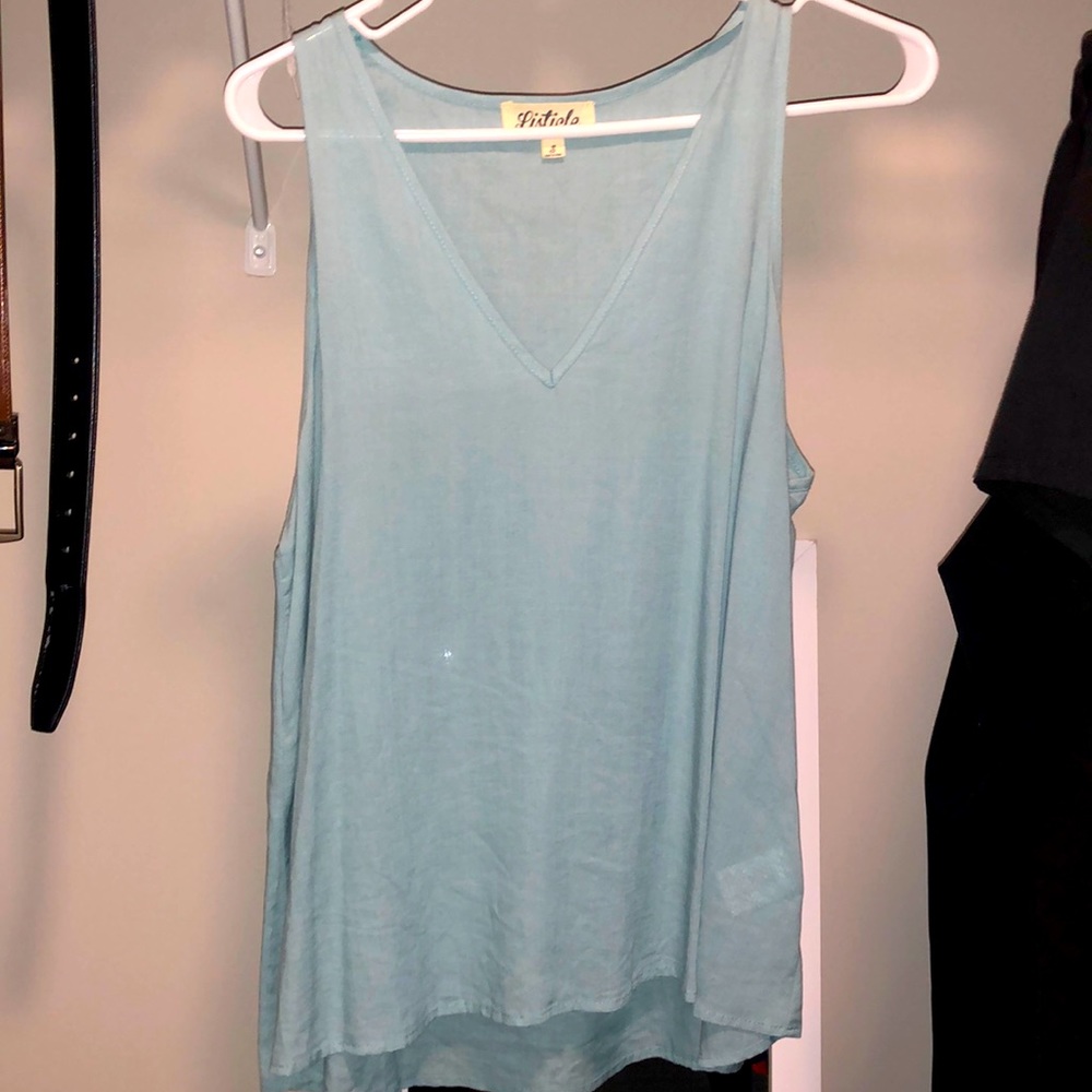 Blue Linen Tank